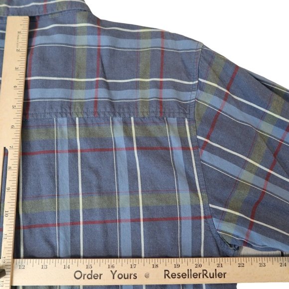 O'NEILL Shirt Men's Casual Button Up Short Sleeve Plaid Collared Blue XL - Picture 8 of 12
